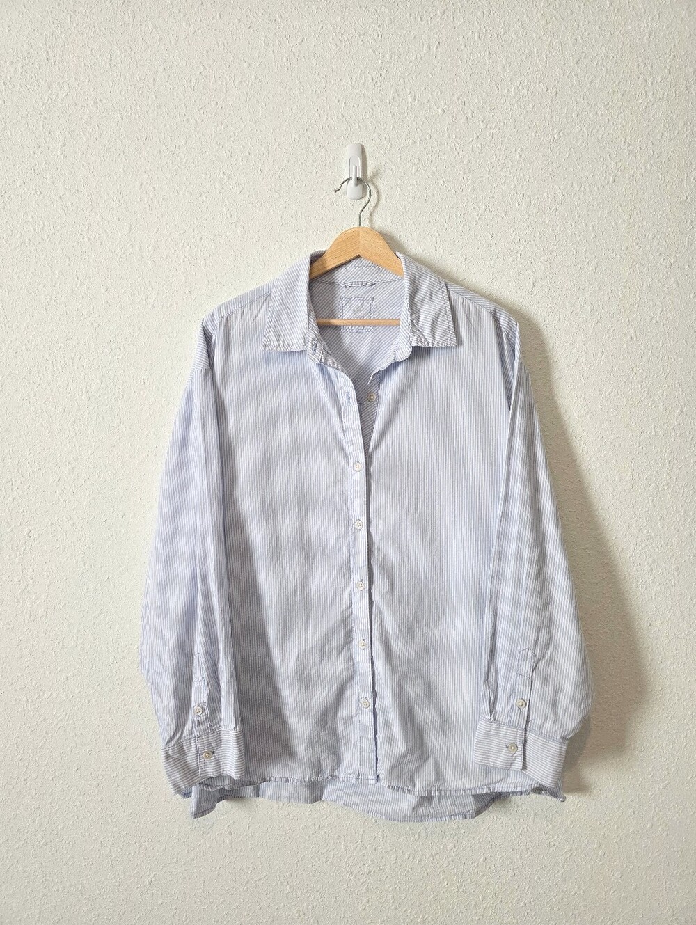 Aerie Blue Striped Oversized Button Up Shirt L